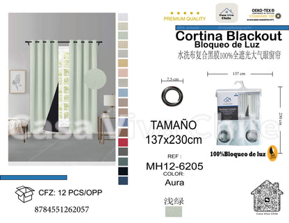 Cortina MH Aura Cepillada con Película Negra (137x230) - Caja de 12 Piezas