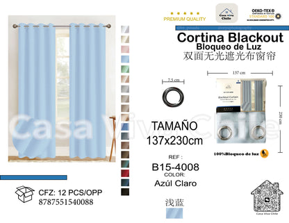 Cortina Blackout Azul Claro (137x230) - Caja de 12 Piezas