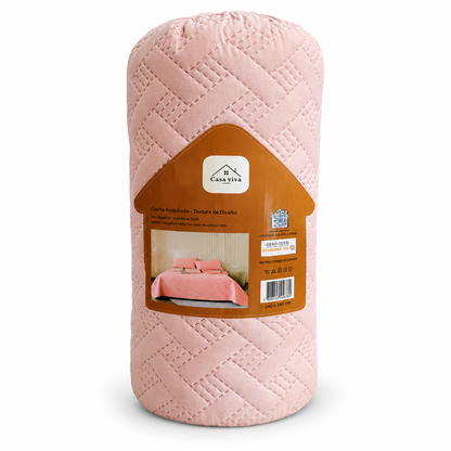 Colcha Acolchada Decorativo Rosa de Tamaño Queen  ECQ14-1309 220X240CM + Funda  50X70CM - Caja de 6 piezas.