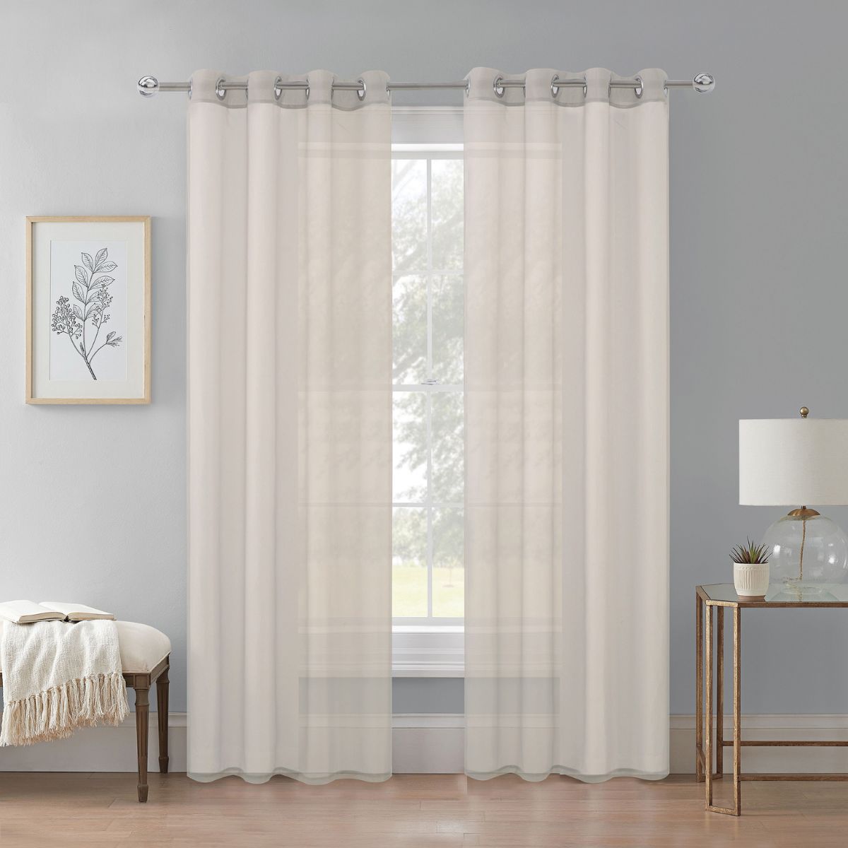 Cortina Velo Transparente Khaki (137x230) - Caja Cerrada 12 Piezas