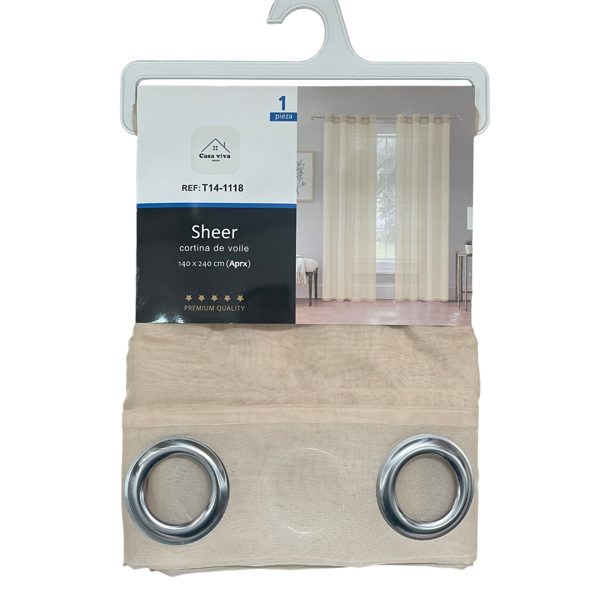 Cortina Velo Transparente Caramelo (137x230) - Caja Cerrada 12 Piezas