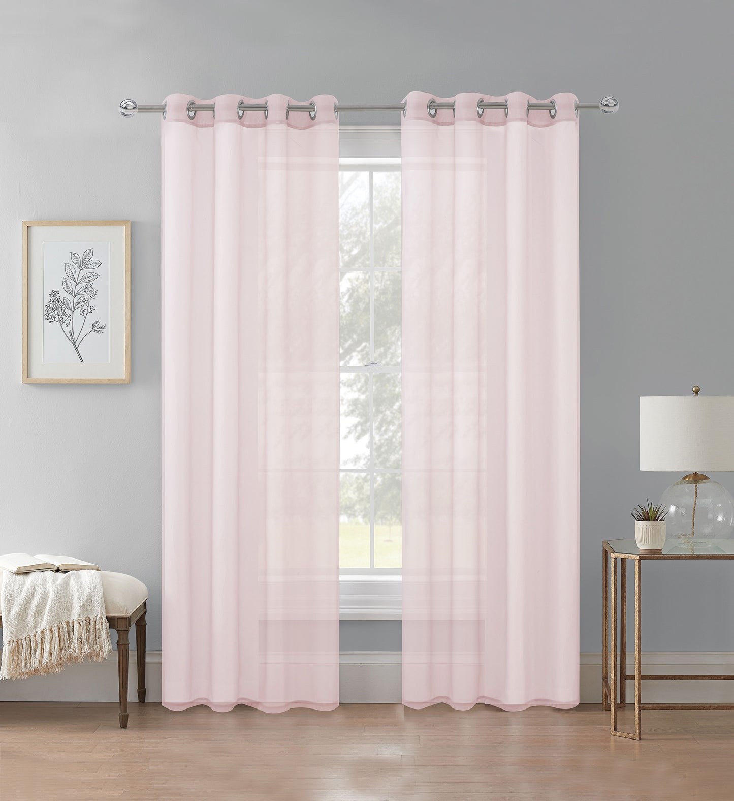 Cortina Velo Transparente Rosa (137x230) - Caja Cerrada 12 Piezas
