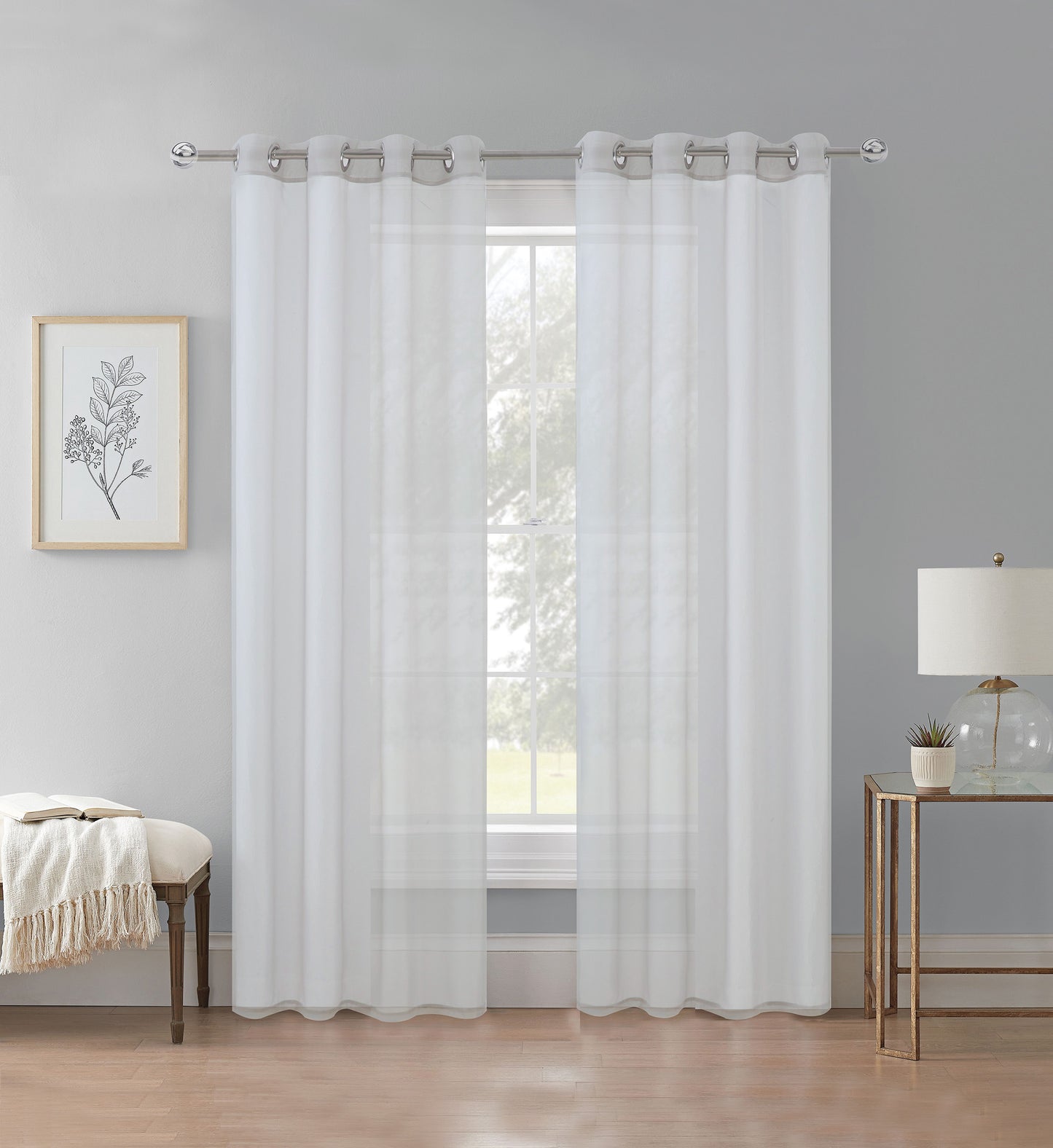Cortina Velo Transparente Azul Gris (137x230) - Caja Cerrada 12 Piezas