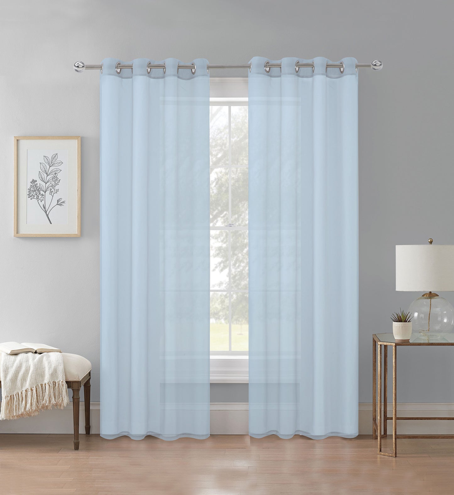 Cortina Velo Transparente Azul Claro (137x230) - Caja Cerrada 12 Piezas