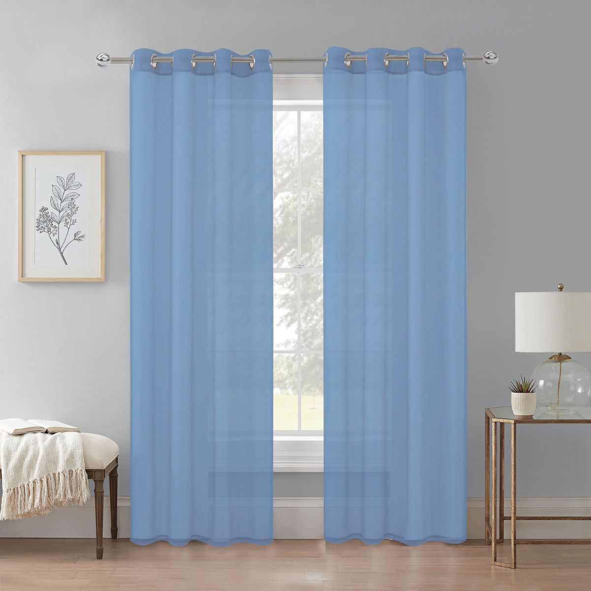 Cortina Velo Transparente Azul (137x230) - Caja Cerrada 12 Piezas