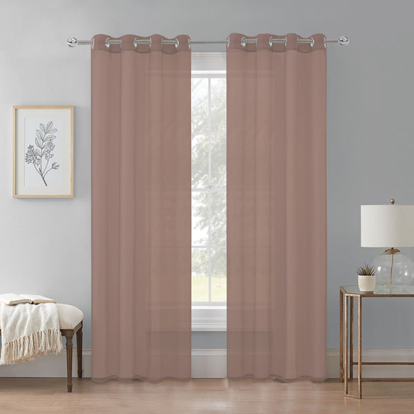 Cortina Velo Transparente Café Oscuro (137x230) - Caja Cerrada 12 Piezas