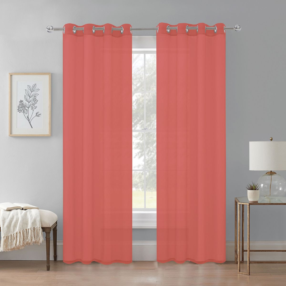 Cortina Velo Transparente Rojo (137x230) - Caja Cerrada 12 Piezas