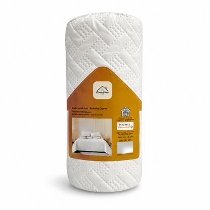 Colcha Acolchada Decorativo Blanco  de Tamaño Queen  ECQ11-0601  220X240CM + Funda  50X70CM - Caja de 6 piezas.