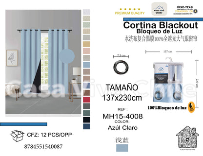 Cortina MH Azul Claro Cepillada con Película Negra (137x230) - Caja de 12 Piezas