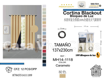 Cortina MH Caramelo Cepillada con Película Negra (137x230) - Caja de 12 Piezas
