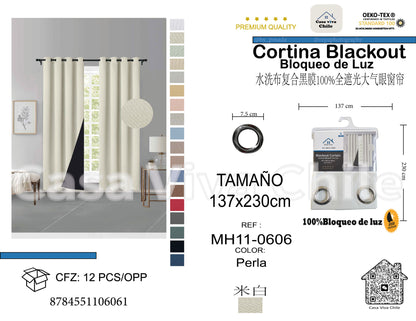 Cortina MH Perla Cepillada con Película Negra (137x230) - Caja de 12 Piezas