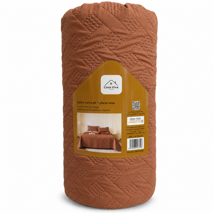 Colcha Acolchada Mocha Decorativa de Tamaño Twin ECT17-1230 180X240CM + Funda  50X70CM - Caja de 6 piezas.