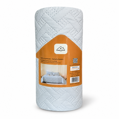 Colcha Acolchada Decorativo Azul Gris de Tamaño Queen  ECQ14-4203 220X240CM + Funda  50X70CM - Caja de 6 piezas.
