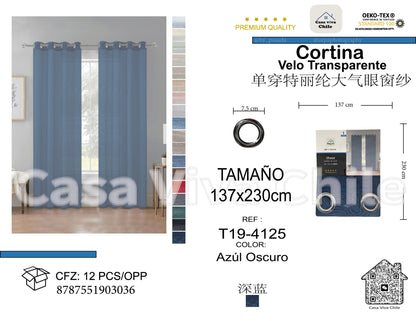 Cortina Velo Transparente Azul Oscuro (137x230) - Caja Cerrada 12 Piezas