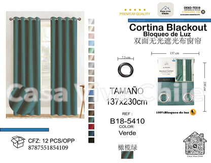 Cortina Blackout Verde (137x230) - Caja de 12 Piezas