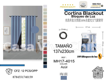 Cortina MH Azul Cepillada con Película Negra (137x230) - Caja de 12 Piezas