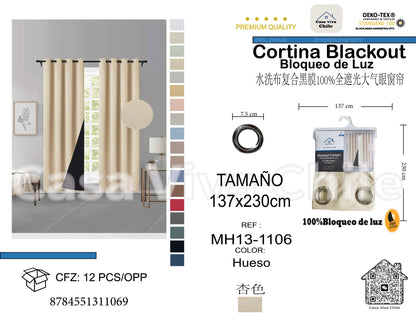 Cortina MH Hueso Cepillada con Película Negra (137x230) - Caja de 12 Piezas