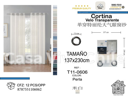 Cortina Velo Transparente Perla (137x230) - Caja Cerrada 12 Piezas