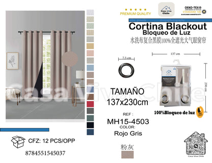 Cortina MH Rojo Gris Cepillada con Película Negra (137x230) - Caja de 12 Piezas