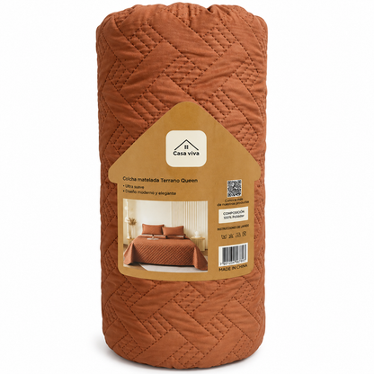 Colcha Acolchada Decorativo Mocha de Tamaño Queen  ECQ17-1230  220X240CM + Funda  50X70CM - Caja de 6 piezas.