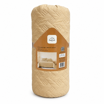 Colcha Acolchada Decorativo Arena de Tamaño Queen  ECQ15-1116  220X240CM + Funda  50X70CM - Caja de 6 piezas.