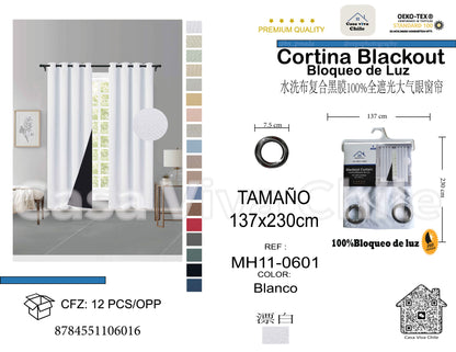 Cortina MH Blanco Cepillada con Película Negra (137x230) - Caja de 12 Piezas