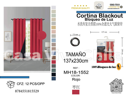 Cortina MH Rojo Cepillada con Película Negra (137x230) - Caja de 12 Piezas