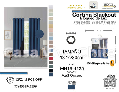 Cortina MH Azul Oscuro Cepillada con Película Negra (137x230) - Caja de 12 Piezas