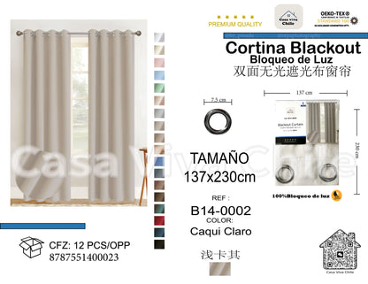 Cortina Blackout Caqui Claro (137x230) - Caja de 12 Piezas