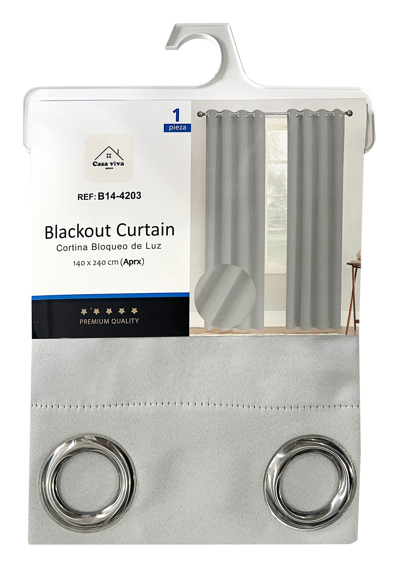 Cortina Blackout Azul Gris (137x230) - Caja de 12 Piezas