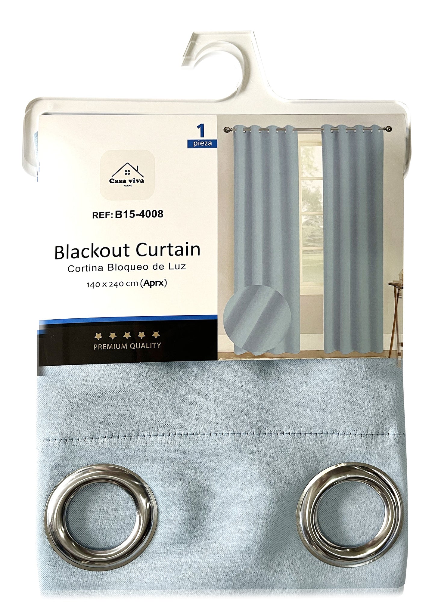 Cortina Blackout Azul Claro (137x230) - Caja de 12 Piezas
