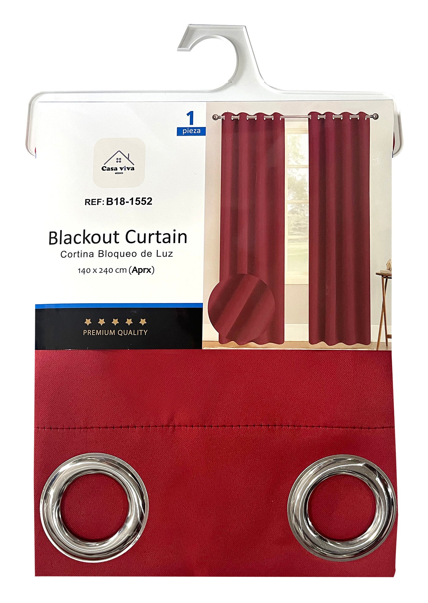 Cortina Blackout Rojo (137x230) - Caja de 12 Piezas