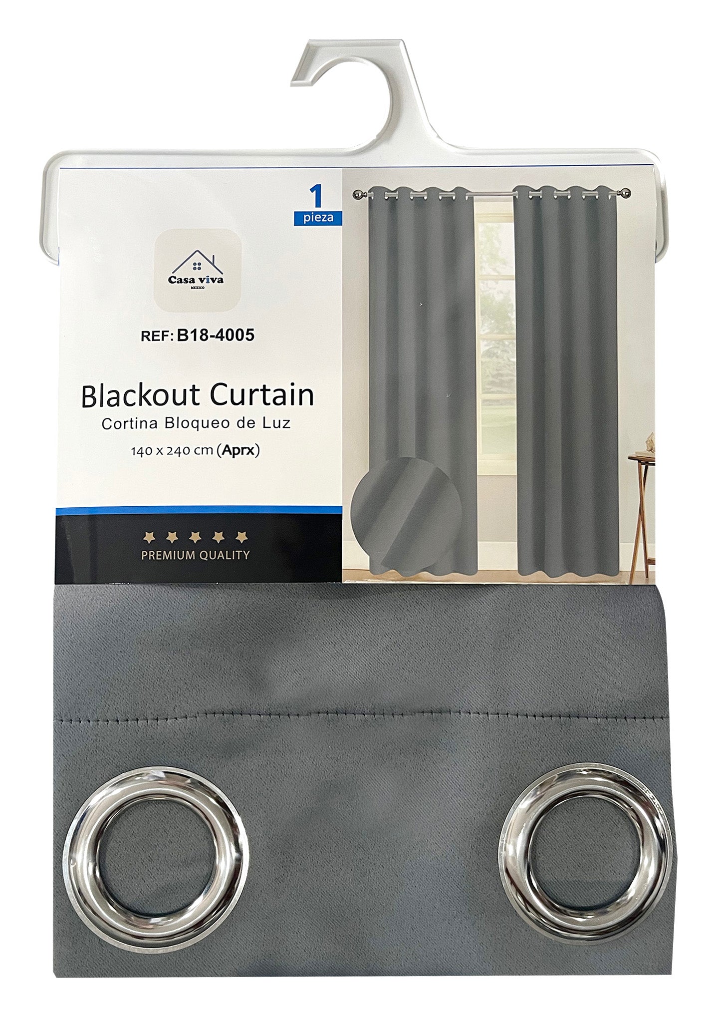 Cortina Blackout Gris (137x230) - Caja de 12 Piezas