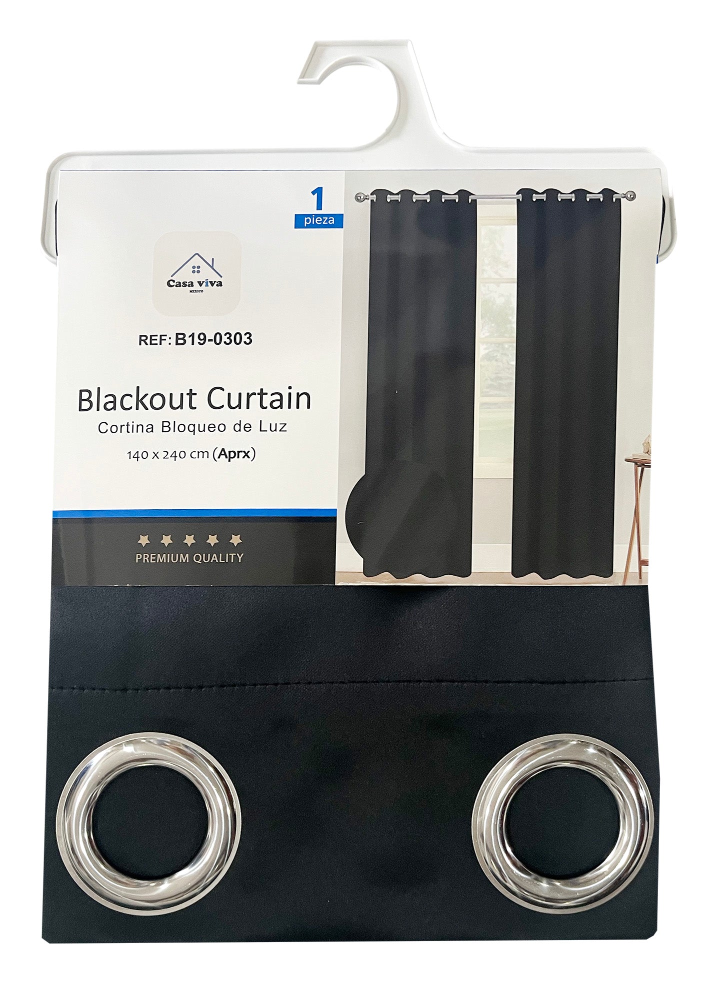 Cortina Blackout Negro (137x230) - Caja de 12 Piezas