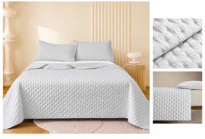 Colcha Acolchada Decorativa  Azul Gris de Tamaño Twin ECT14-4203  180X240CM + Funda  50X70CM - Caja de 6 piezas.