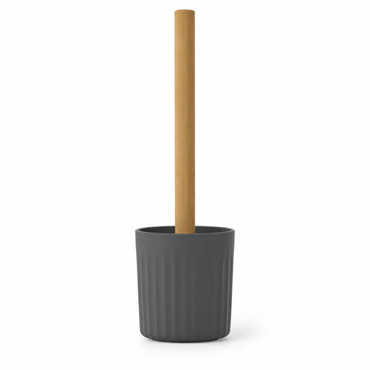 Escobilla para Inodoro Nórdica Gris Vapor con Mango de Bambú PF-7236 – Caja de 12 Piezas