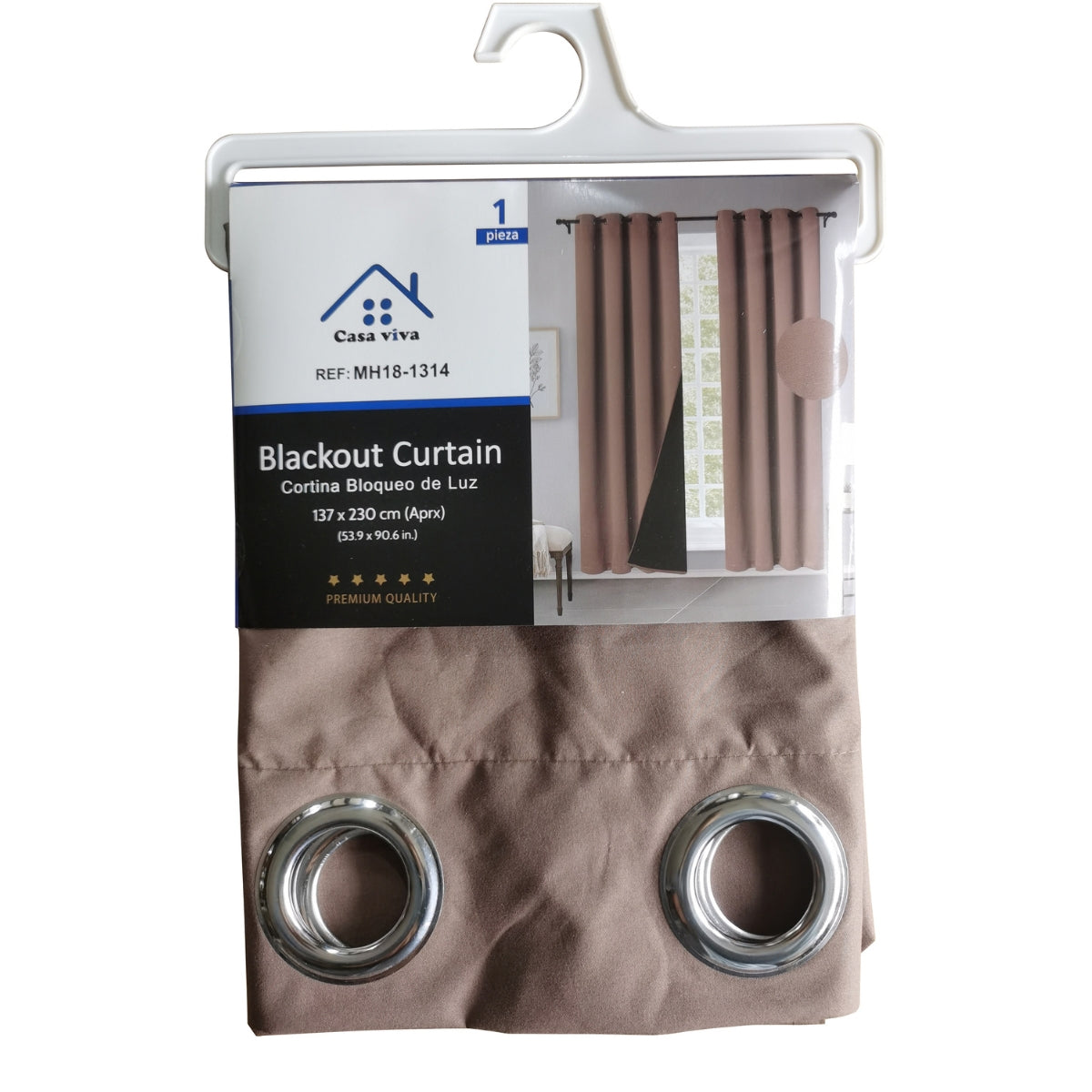 Cortina MH Café Oscuro Cepillada con Película Negra (137x230) - Caja de 12 Piezas