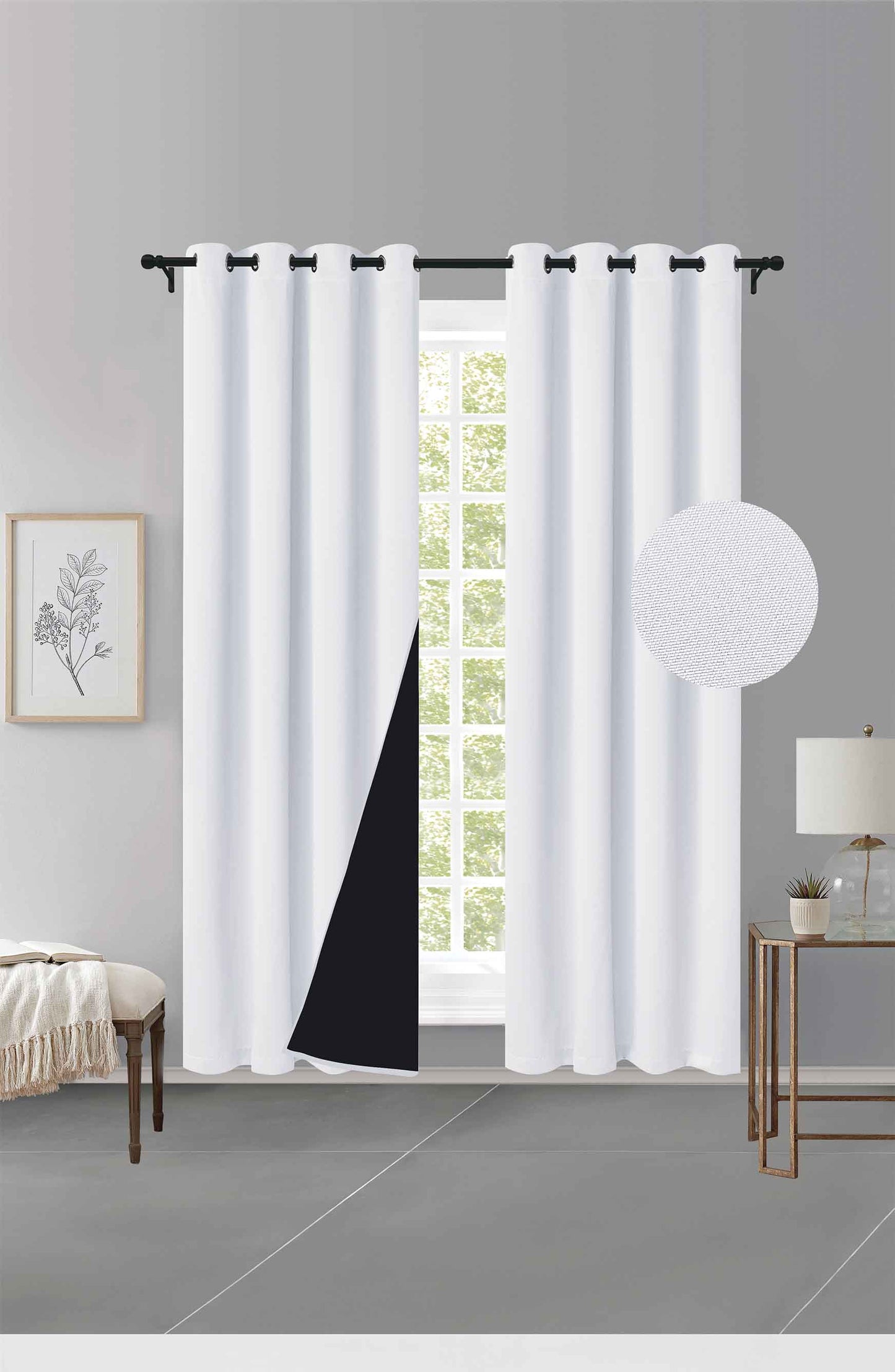 Cortina MH Blanco Cepillada con Película Negra (137x230) - Caja de 12 Piezas