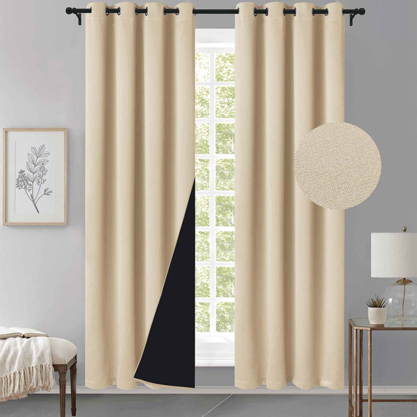 Cortina MH Hueso Cepillada con Película Negra (137x230) - Caja de 12 Piezas