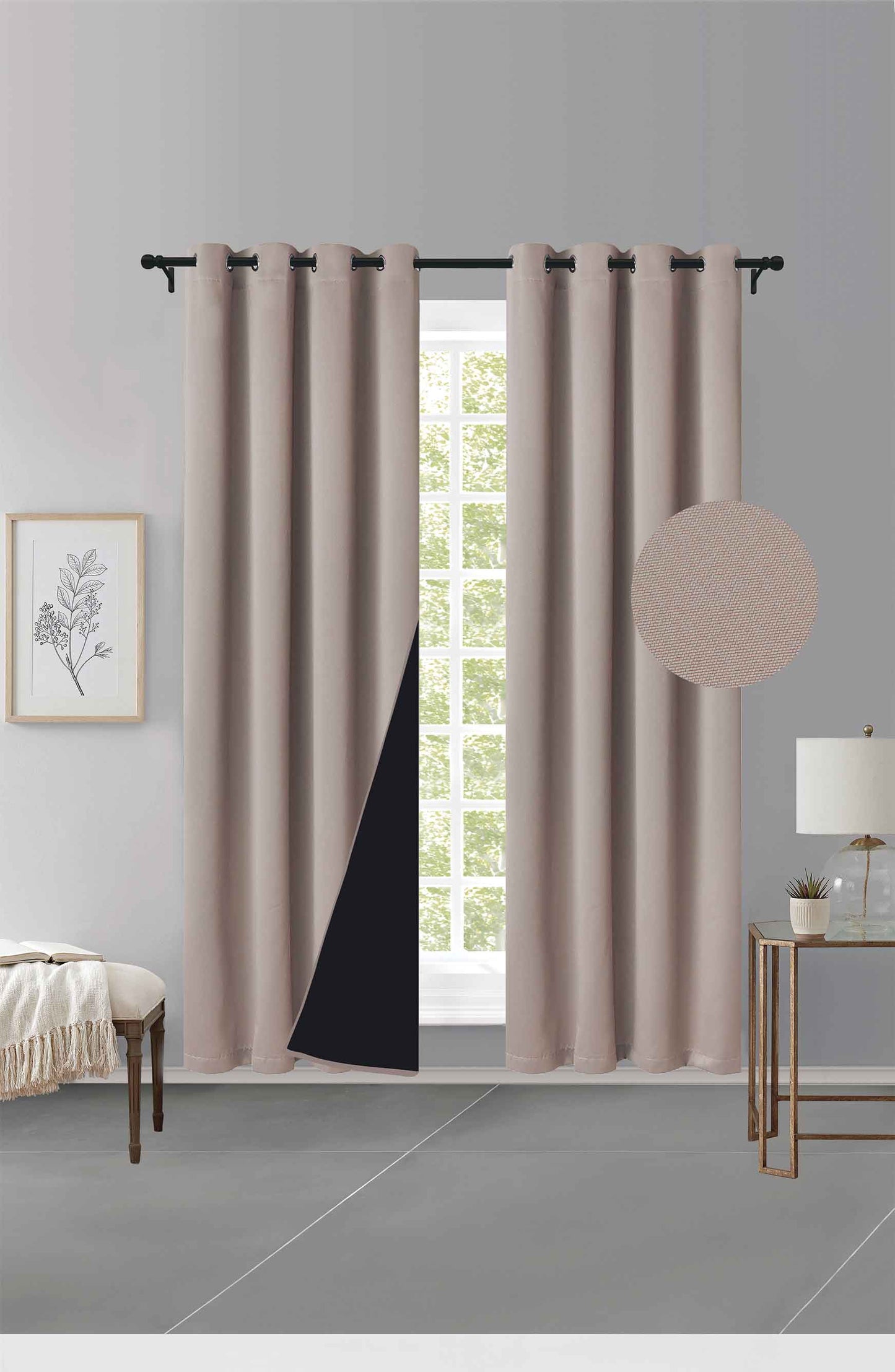 Cortina MH Rojo Gris Cepillada con Película Negra (137x230) - Caja de 12 Piezas