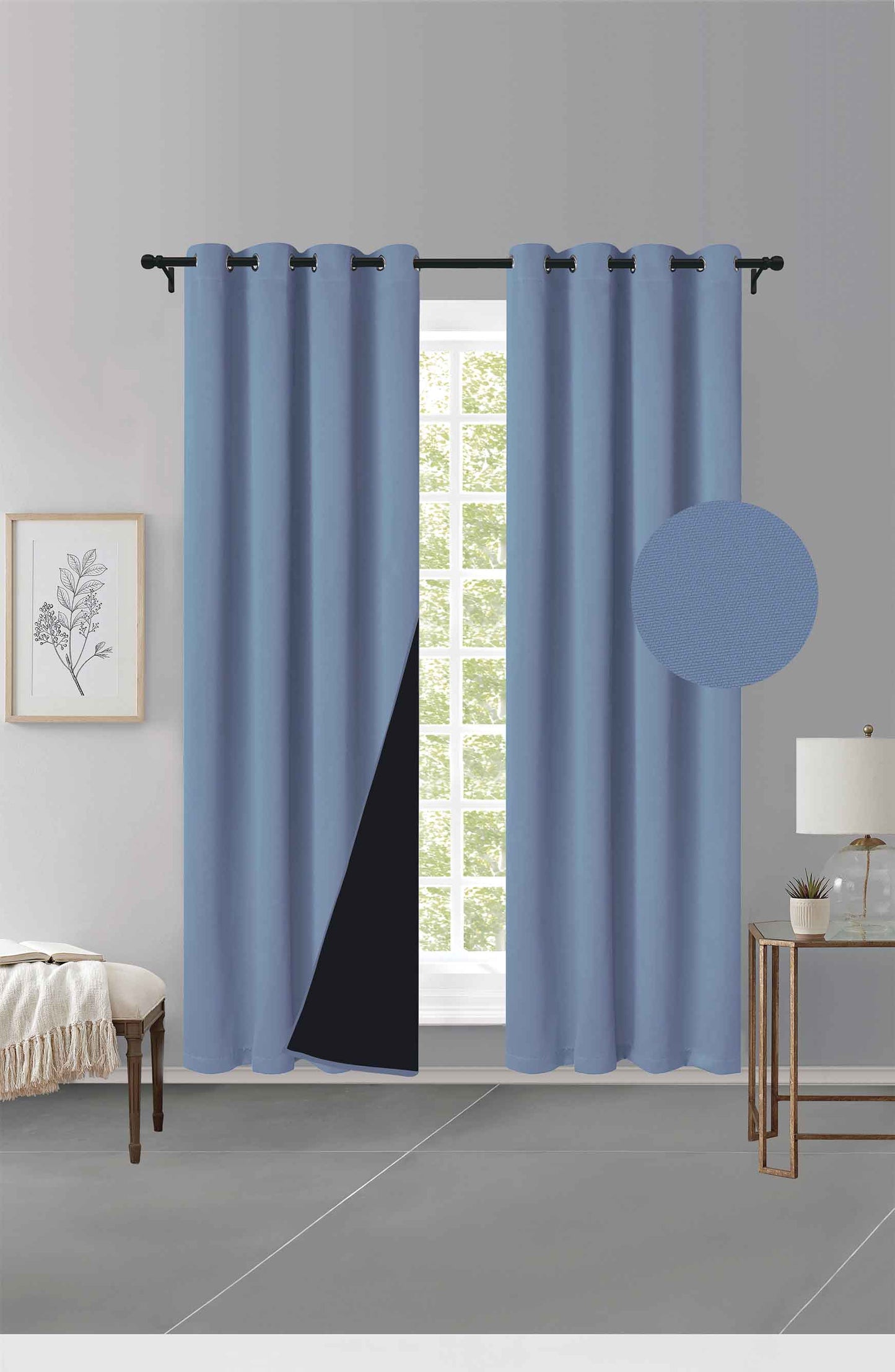 Cortina MH Azul Cepillada con Película Negra (137x230) - Caja de 12 Piezas