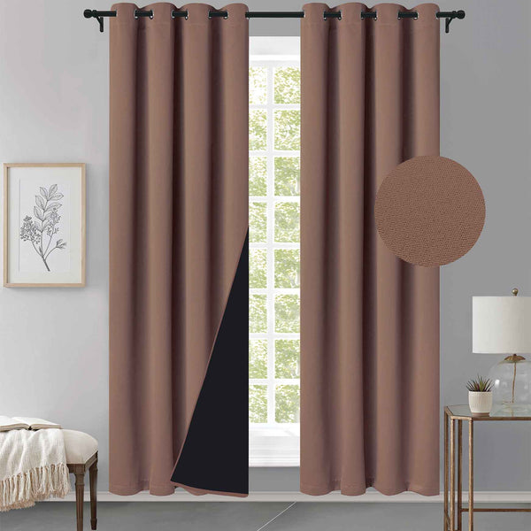Cortina MH Café Oscuro Cepillada con Película Negra (137x230) - Caja de 12 Piezas