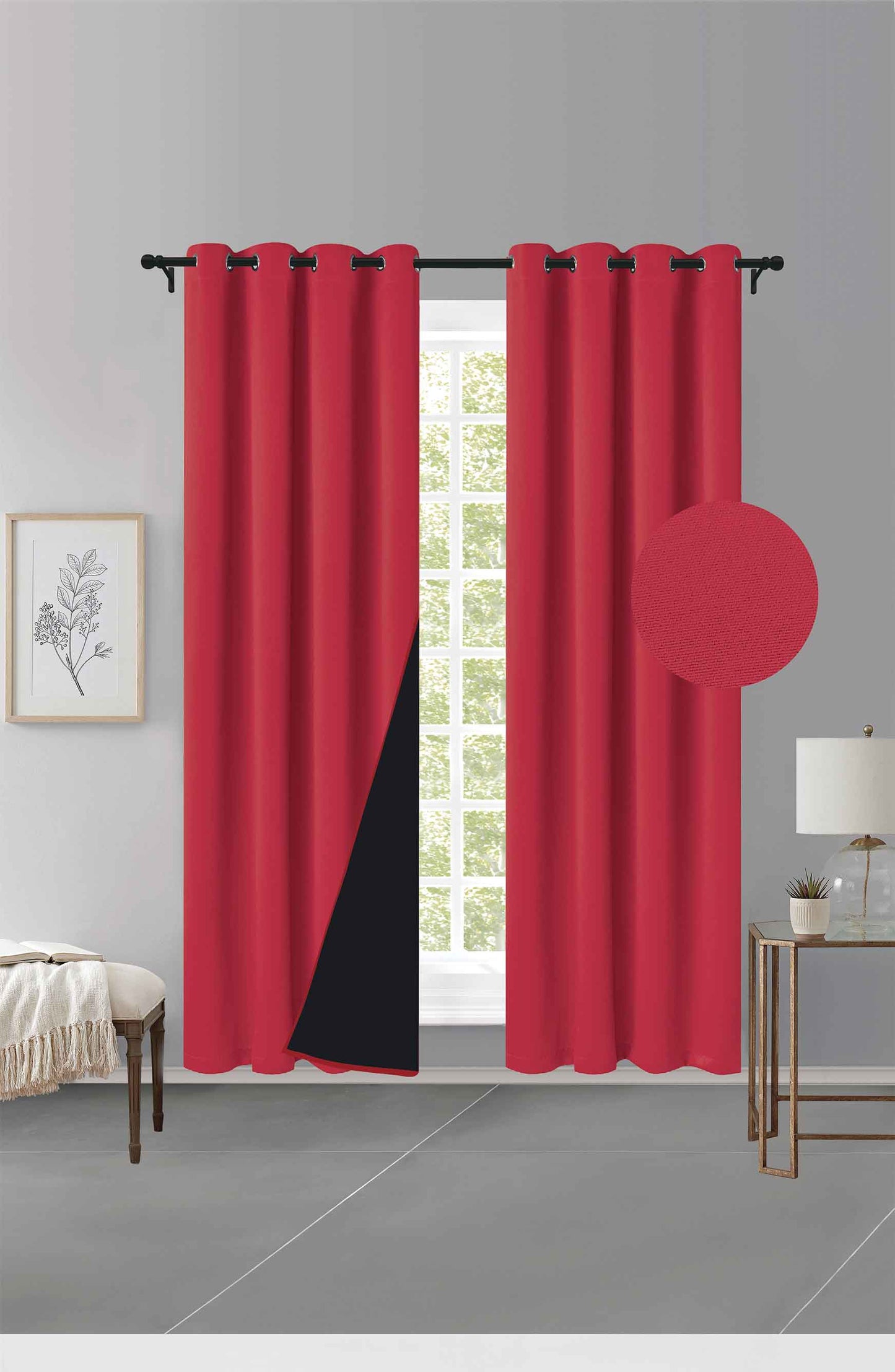 Cortina MH Rojo Cepillada con Película Negra (137x230) - Caja de 12 Piezas