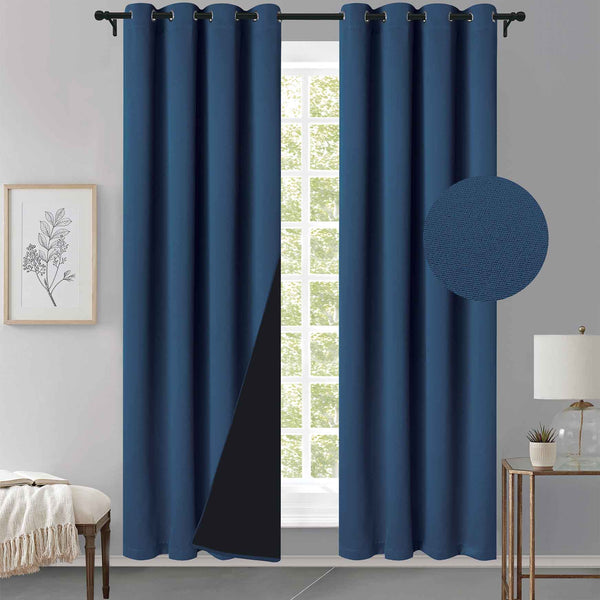 Cortina MH Azul Oscuro Cepillada con Película Negra (137x230) - Caja de 12 Piezas