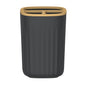 Vaso Portacepillos Nórdico Negro Azabache con Base de Bambú PF-7241 – Caja de 12 Piezas