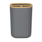 Vaso Portacepillos Nórdico Gris con Base de Bambú PF-7242 – Caja de 12 Piezas