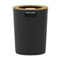 Bote de Basura Nórdico Negro Azabache con Tapa de Bambú PF-7233 – Caja de 6 Piezas