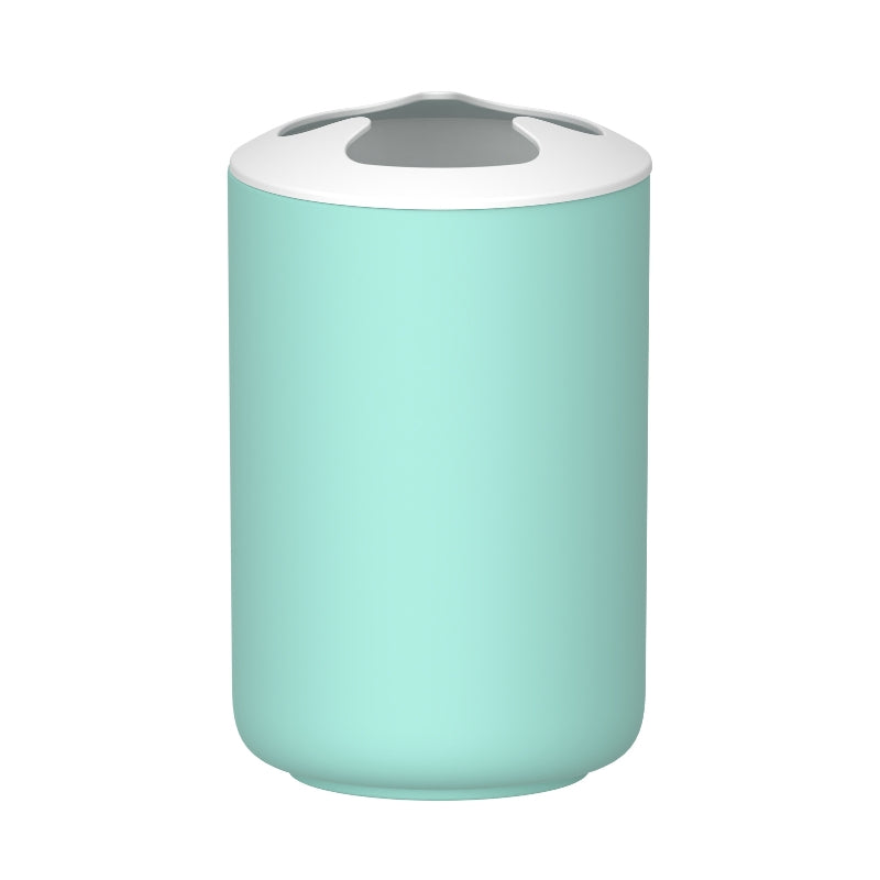Vaso Portacepillos Minimalista Verde Claro con Tapa Blanca PF-7256 – Caja de 12 Piezas