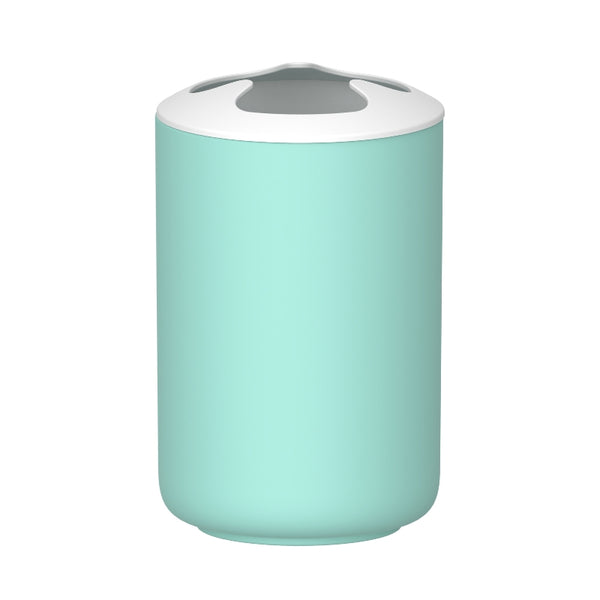 Vaso Portacepillos Minimalista Verde Claro con Tapa Blanca PF-7256 – Caja de 12 Piezas