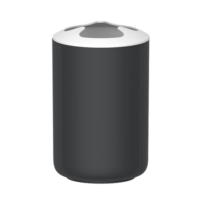 Vaso Portacepillos Minimalista Negro Azabache con Tapa Blanca PF-7257 – Caja de 12 Piezas